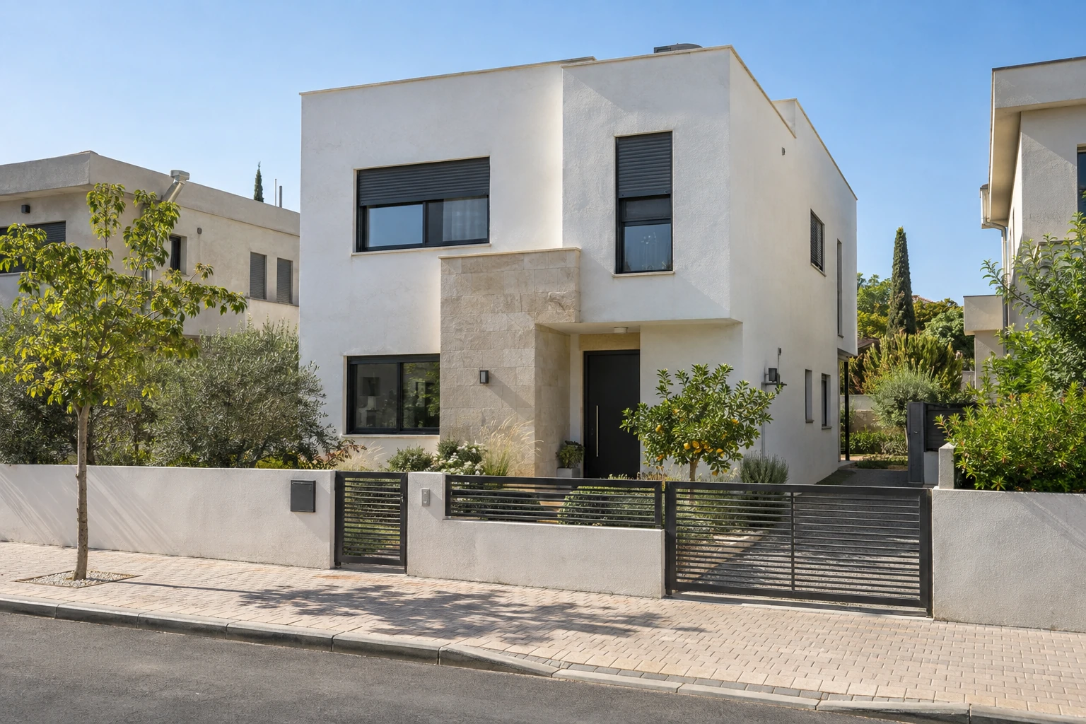 הדמיית בית בן שתי קומות ברחוב מגורים